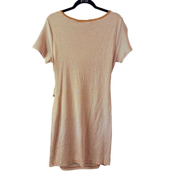 Market & Spruce Stitchfix Bridgitte Knit T-shirt Yellow Striped Dress‎ Large NWT - Picture 6 of 7